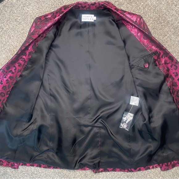 Tanya Taylor hot pink metallic Leopard Print Blazer Size 0 - Picture 3 of 7